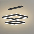 Modern 3-Tier Linear Square Dimmable LED Chandelier