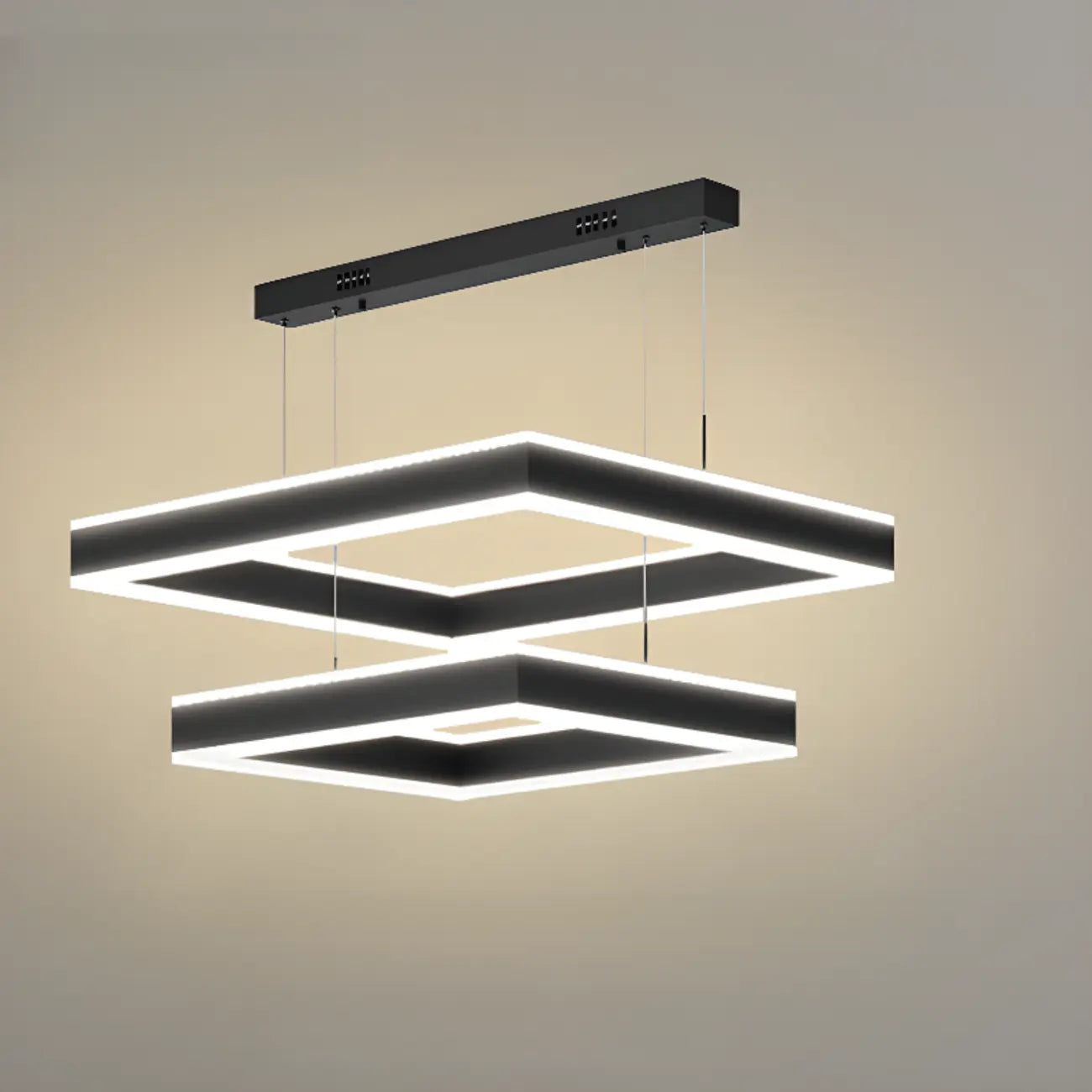 Modern 3-Tier Linear Square Dimmable LED Chandelier