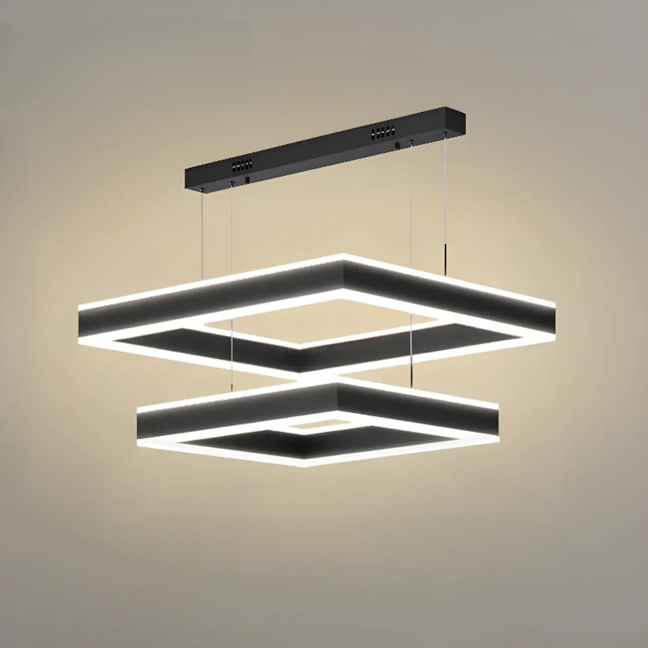 Modern 3-Tier Linear Square Dimmable LED Chandelier