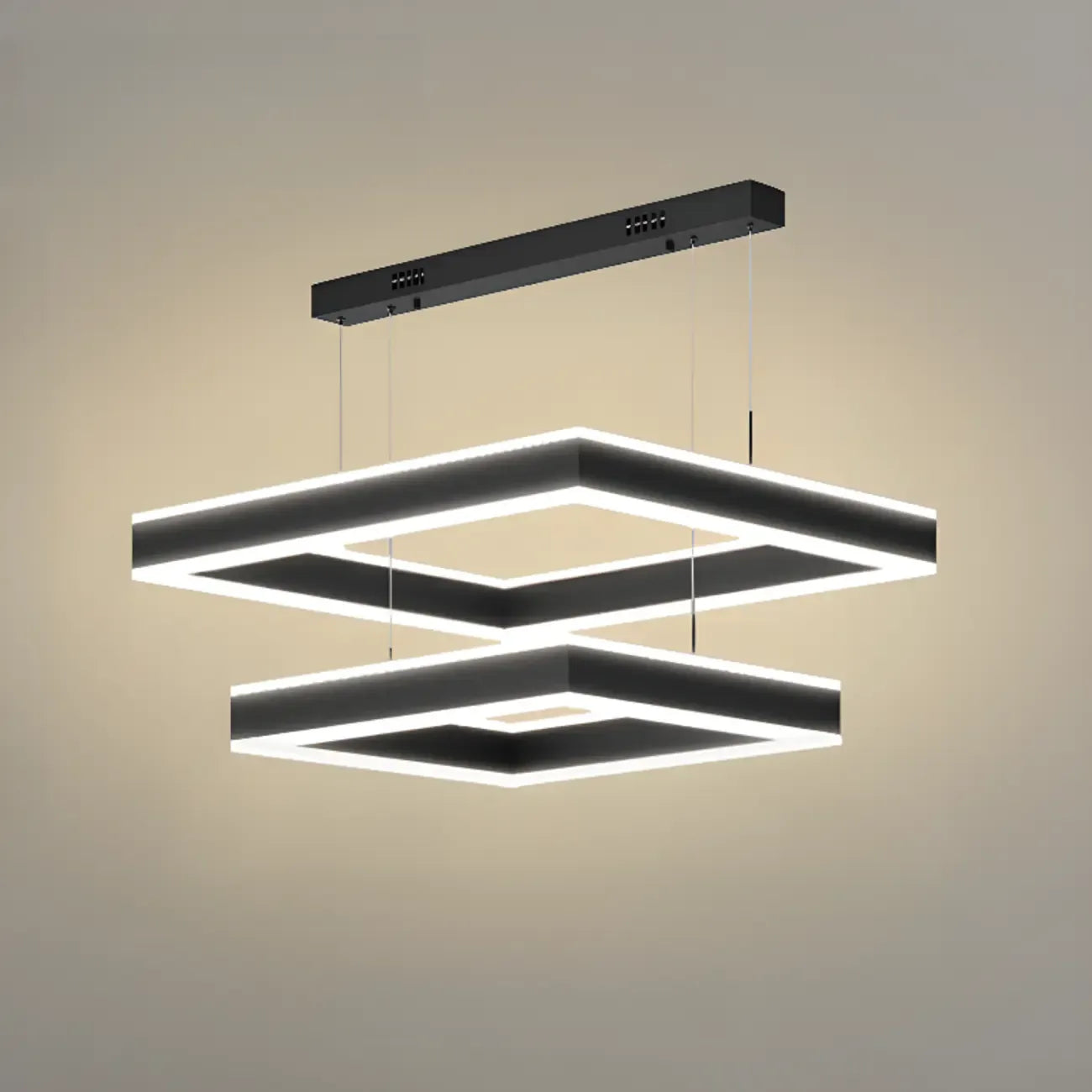 Modern 3-Tier Linear Square Dimmable LED Chandelier