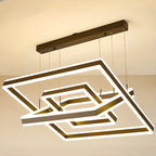 Modern 3-Tier Linear Square Dimmable LED Chandelier