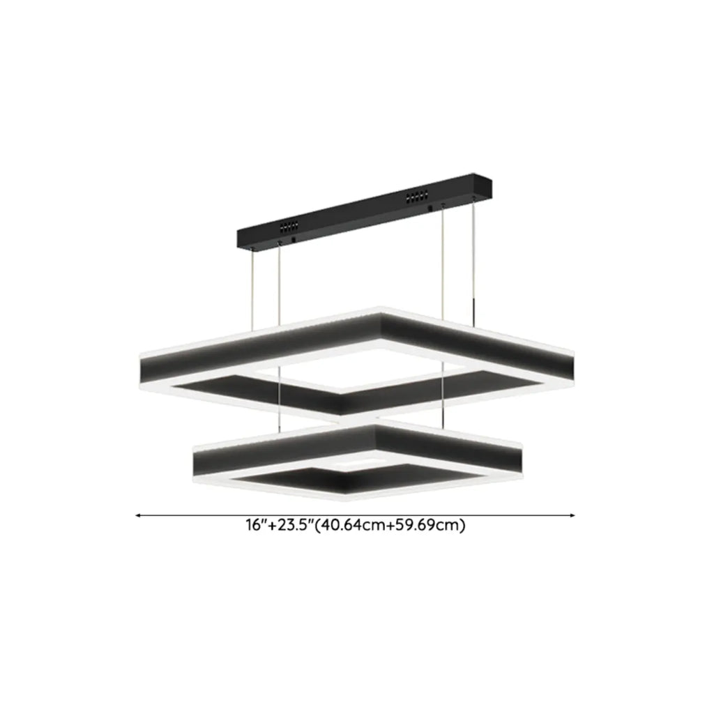 Modern 3-Tier Linear Square Dimmable LED Chandelier