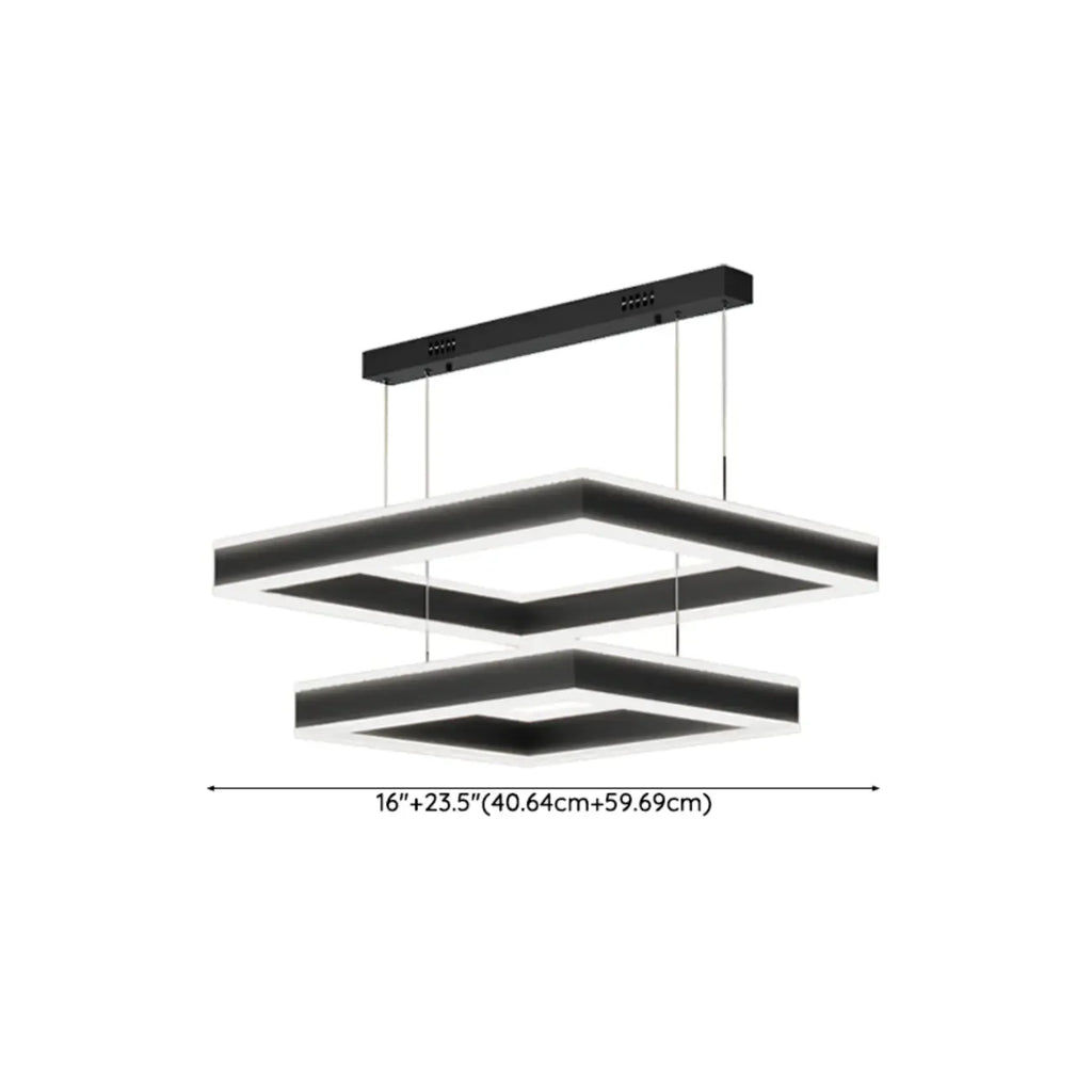 Modern 3-Tier Linear Square Dimmable LED Chandelier