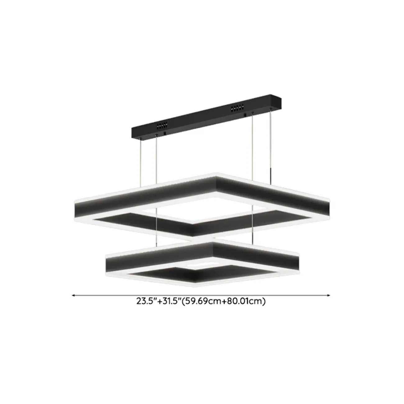 Modern 3-Tier Linear Square Dimmable LED Chandelier