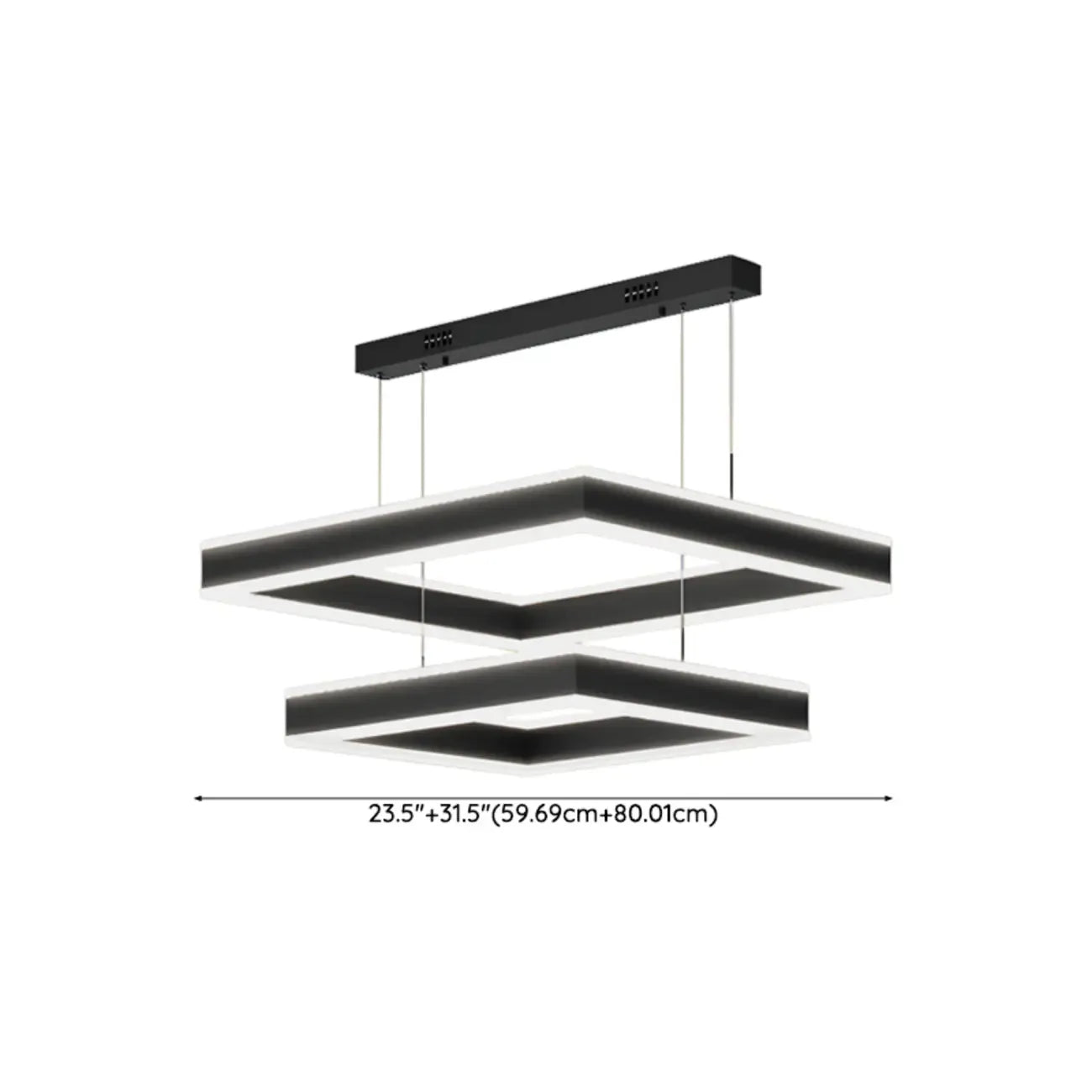 Modern 3-Tier Linear Square Dimmable LED Chandelier