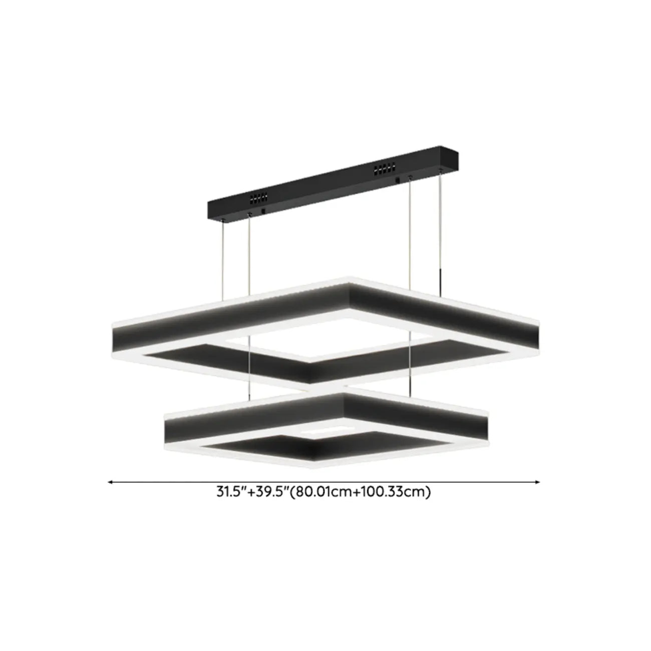Modern 3-Tier Linear Square Dimmable LED Chandelier