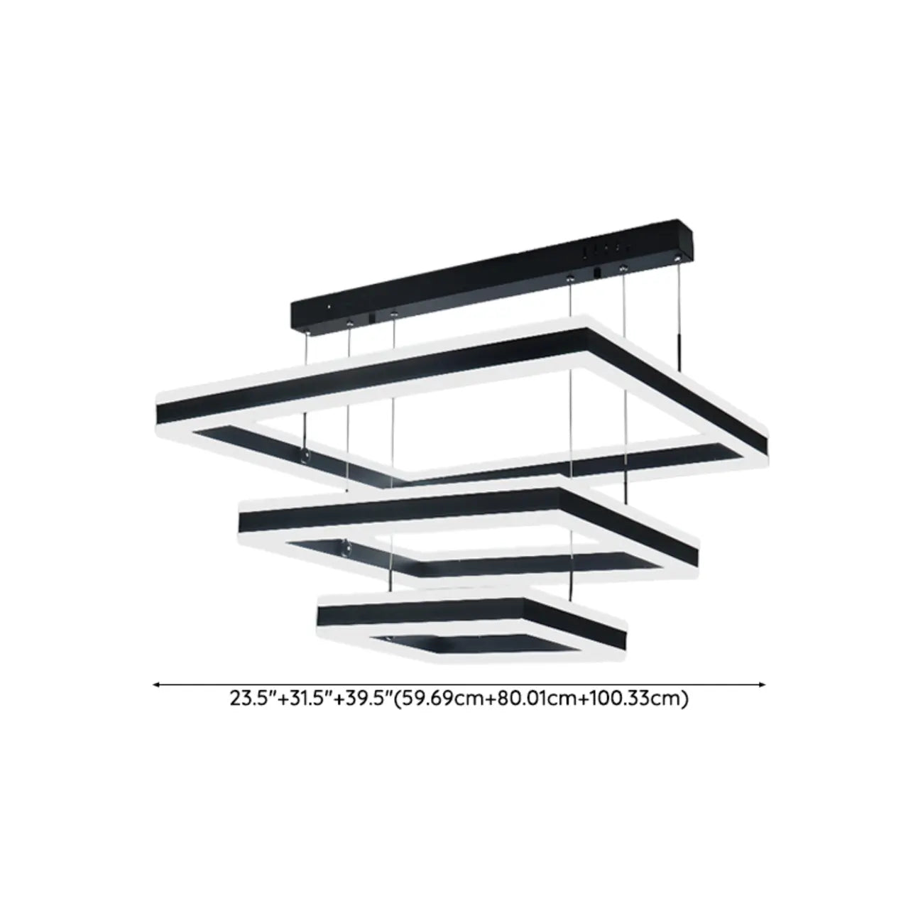 Modern 3-Tier Linear Square Dimmable LED Chandelier