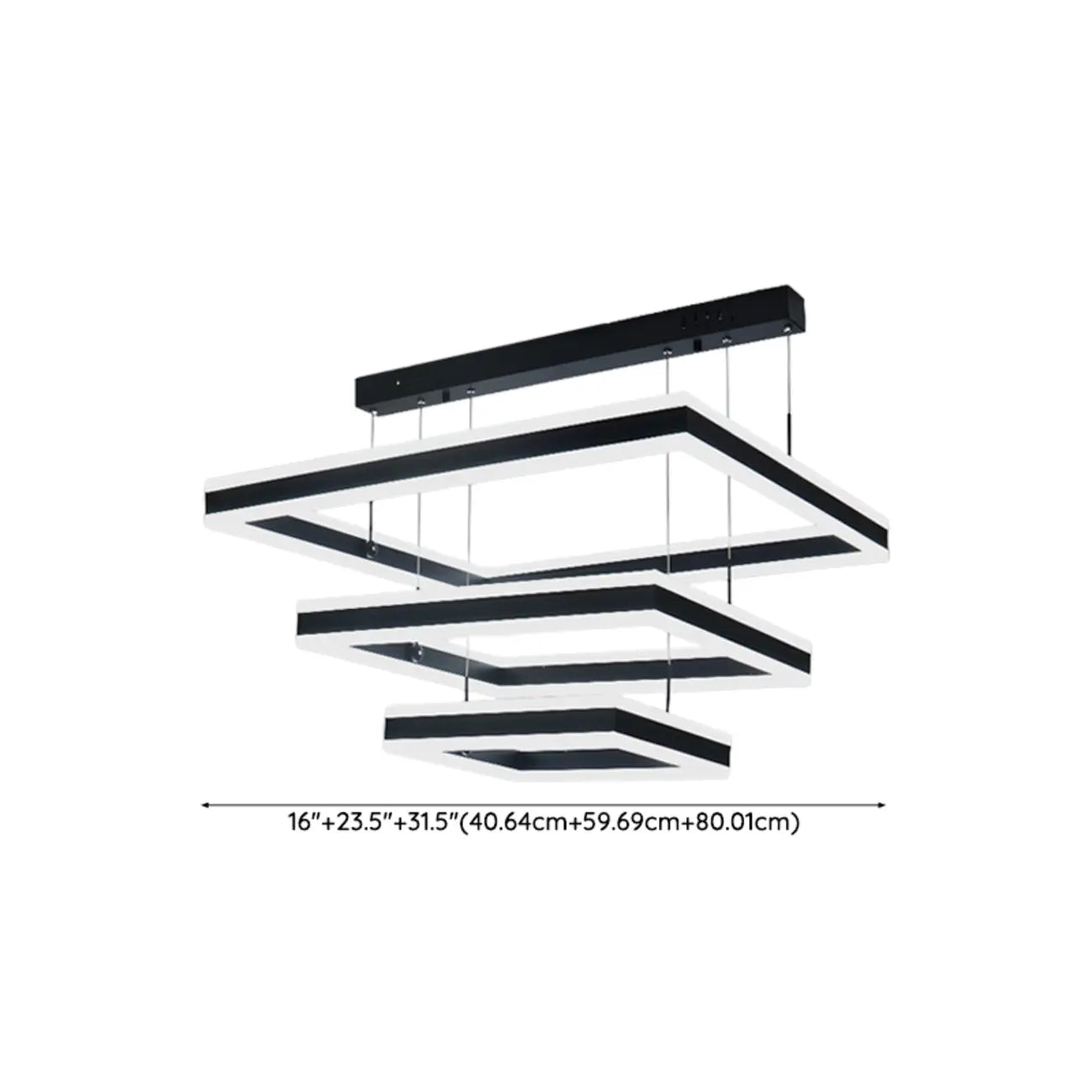 Modern 3-Tier Linear Square Dimmable LED Chandelier