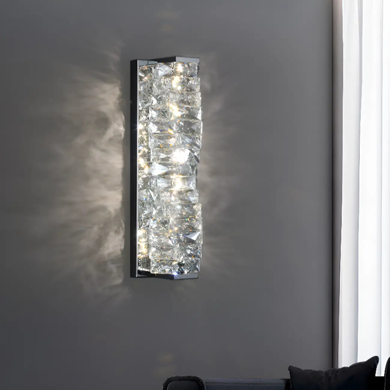 2-Light Geometric Wall Light with Clear Crystal