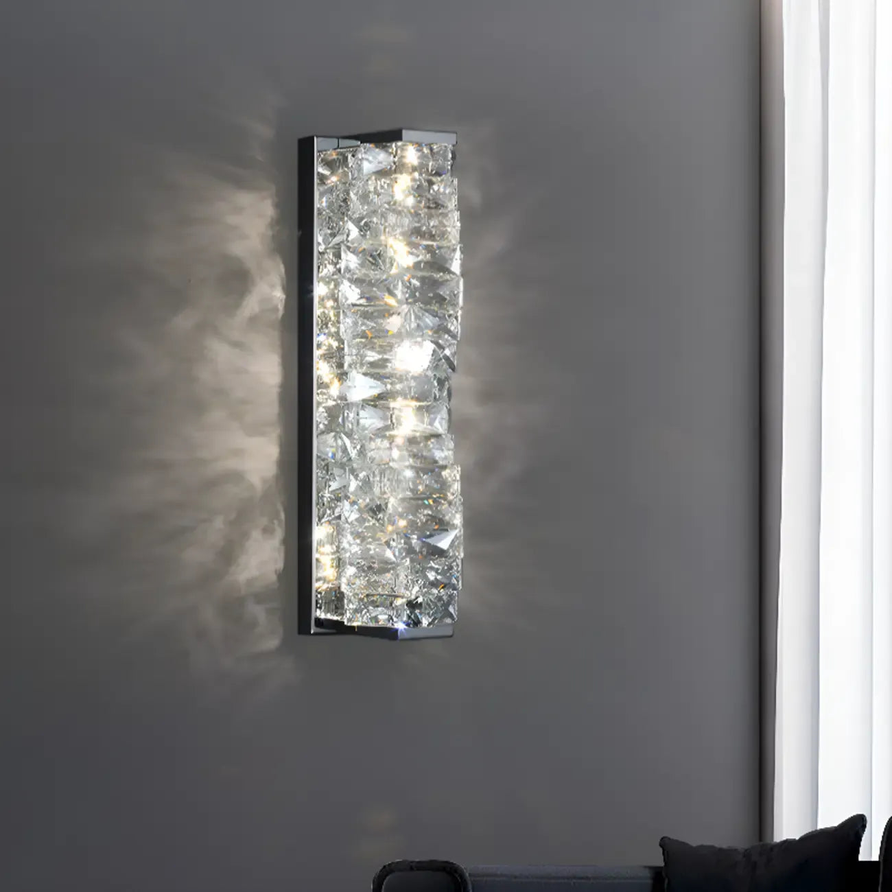 2-Light Geometric Wall Light with Clear Crystal