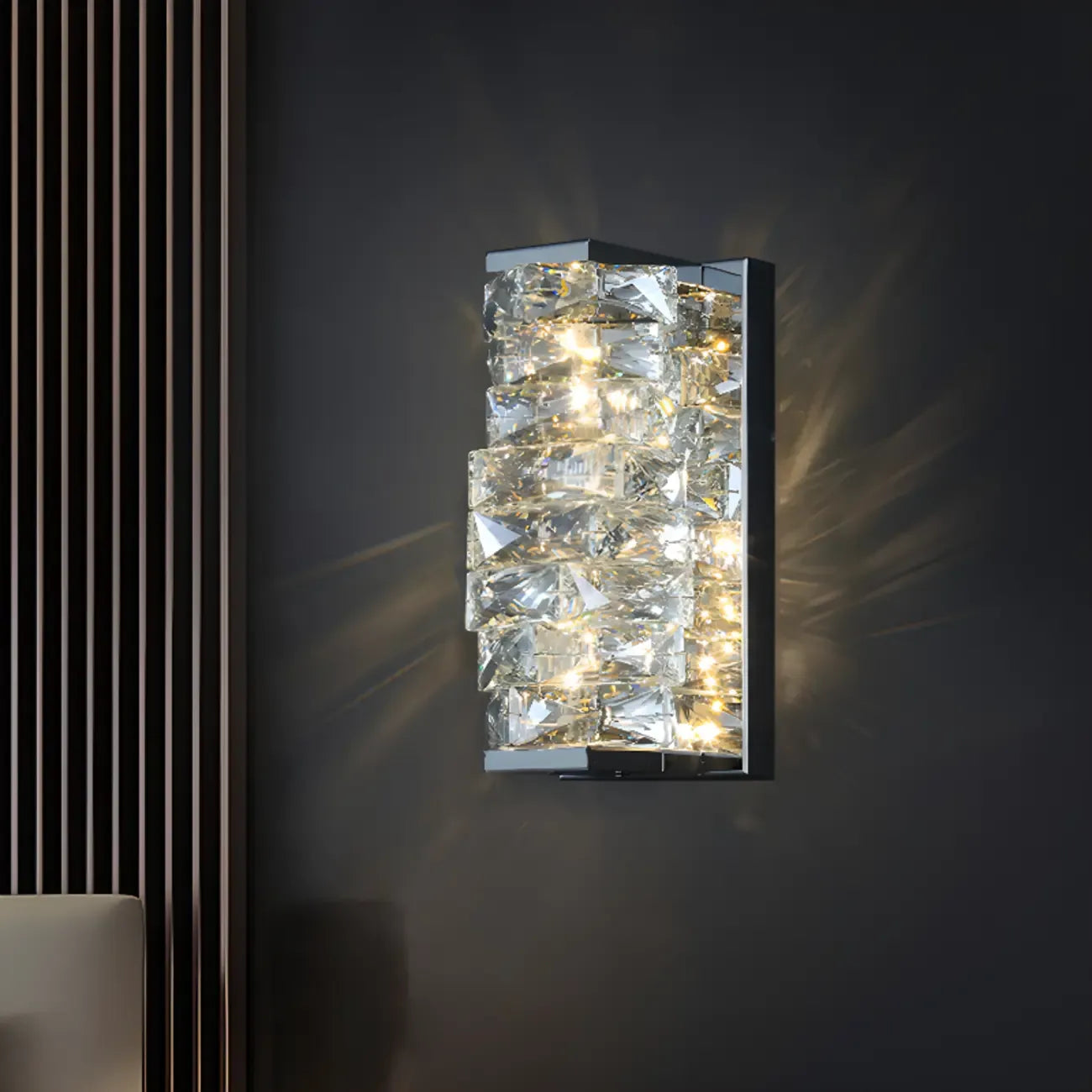 2-Light Geometric Wall Light with Clear Crystal