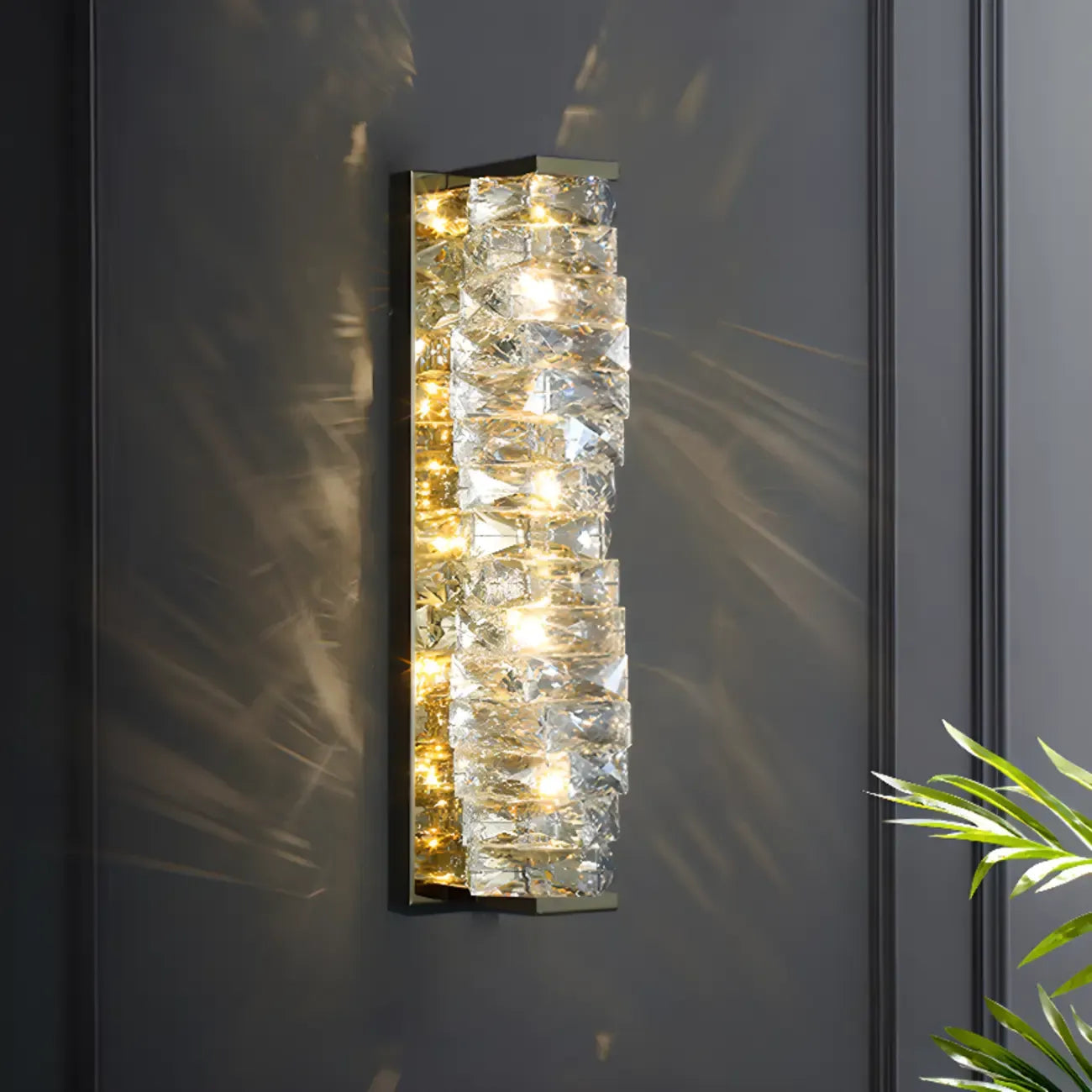2-Light Geometric Wall Light with Clear Crystal