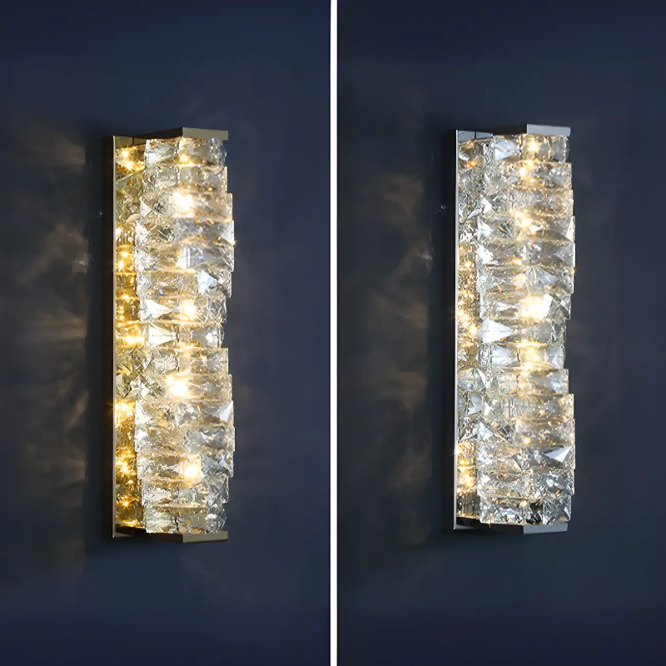 2-Light Geometric Wall Light with Clear Crystal