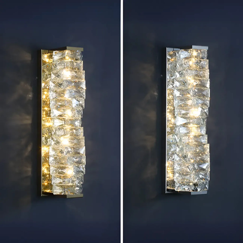 2-Light Geometric Wall Light with Clear Crystal