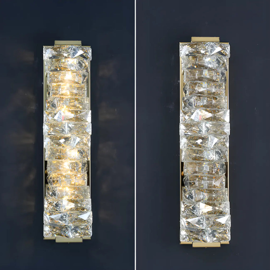2-Light Geometric Wall Light with Clear Crystal