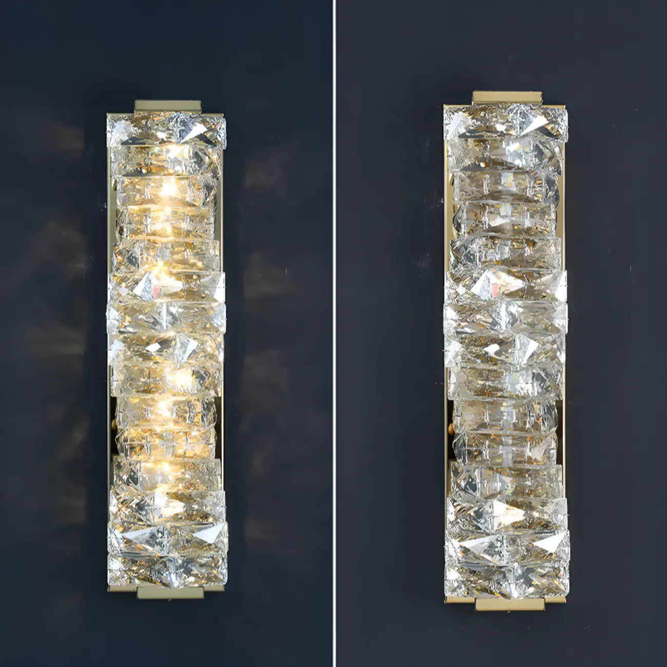 2-Light Geometric Wall Light with Clear Crystal