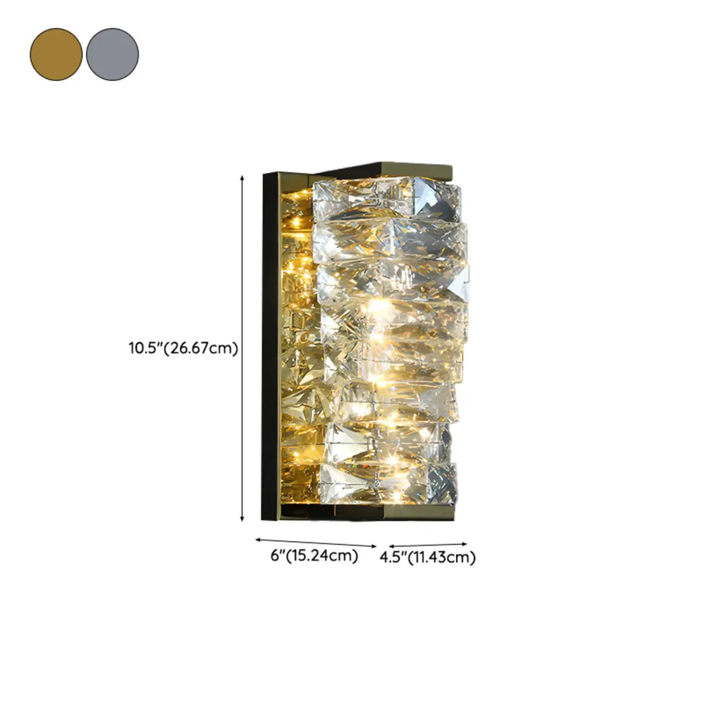 2-Light Geometric Wall Light with Clear Crystal
