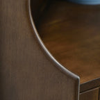 Rustic Brown Wooden Corner Wine Cabinet with Glass Doors