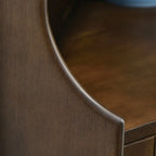 Rustic Brown Wooden Corner Wine Cabinet with Glass Doors