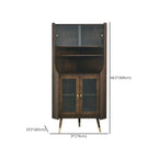 Rustic Brown Wooden Corner Wine Cabinet with Glass Doors