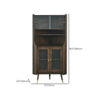 Rustic Brown Wooden Corner Wine Cabinet with Glass Doors