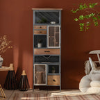 Modern Arched Light Wood Glass Door Display Cabinet