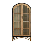 Modern Arched Light Wood Glass Door Display Cabinet