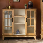 Modern Arched Light Wood Glass Door Display Cabinet