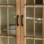 Modern Arched Light Wood Glass Door Display Cabinet