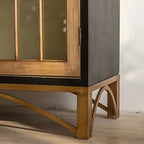 Modern Arched Light Wood Glass Door Display Cabinet