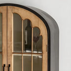 Modern Arched Light Wood Glass Door Display Cabinet
