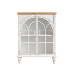 Classic Wooden Display Cabinet with White Curved Doors for Home