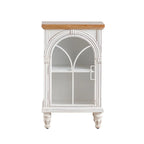 Classic Wooden Display Cabinet with White Curved Doors for Home