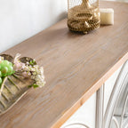 Classic Wooden Display Cabinet with White Curved Doors for Home