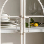 Classic Wooden Display Cabinet with White Curved Doors for Home