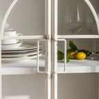 Classic Wooden Display Cabinet with White Curved Doors for Home