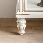 Classic Wooden Display Cabinet with White Curved Doors for Home