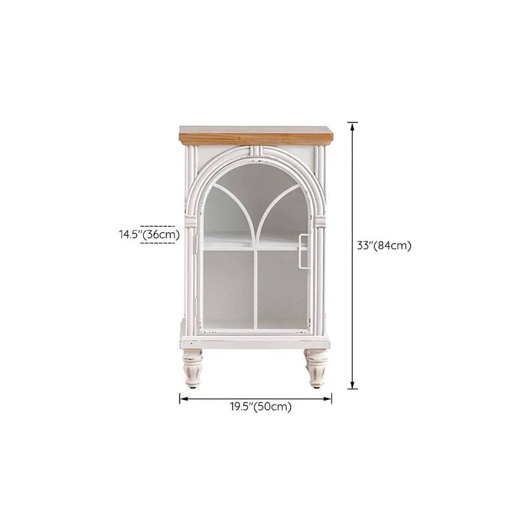 Classic Wooden Display Cabinet with White Curved Doors for Home