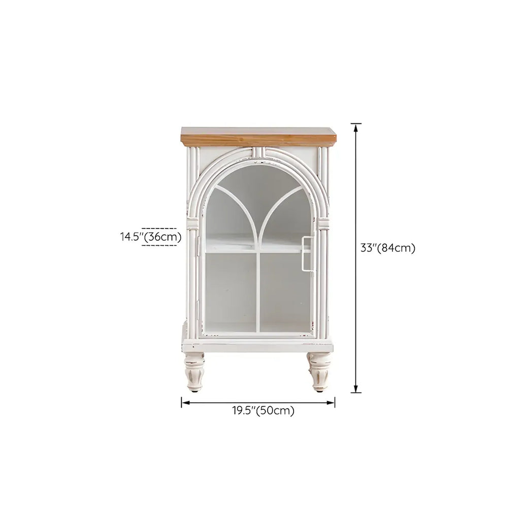 Classic Wooden Display Cabinet with White Curved Doors for Home