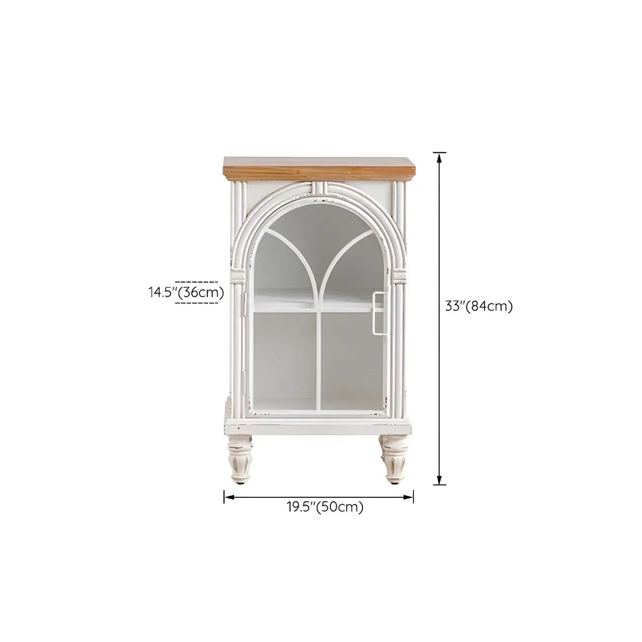 Classic Wooden Display Cabinet with White Curved Doors for Home