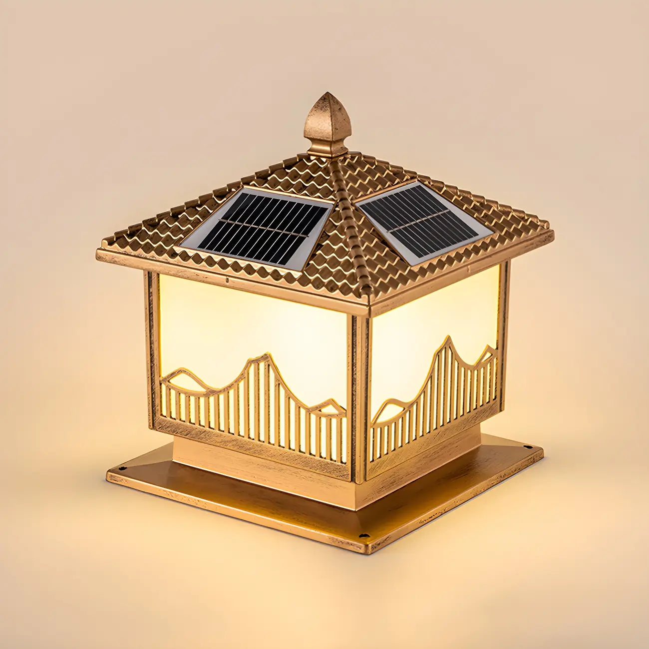 Chic Black House-Shape LED Solar Outdoor Post Lights