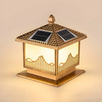 Chic Black House-Shape LED Solar Outdoor Post Lights