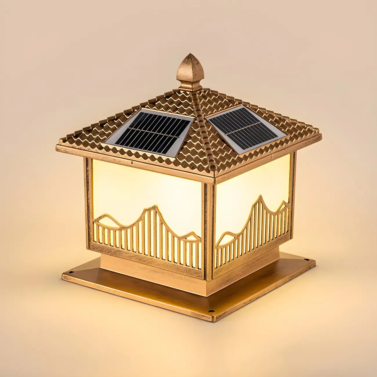 Chic Black House-Shape LED Solar Outdoor Post Lights