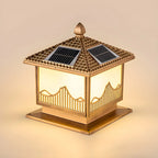 Chic Black House-Shape LED Solar Outdoor Post Lights