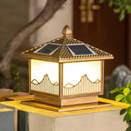 Chic Black House-Shape LED Solar Outdoor Post Lights
