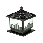 Chic Black House-Shape LED Solar Outdoor Post Lights