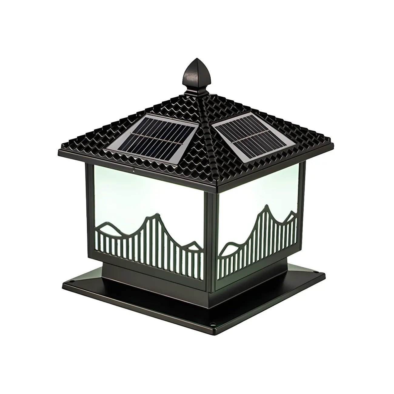 Chic Black House-Shape LED Solar Outdoor Post Lights