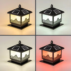 Chic Black House-Shape LED Solar Outdoor Post Lights