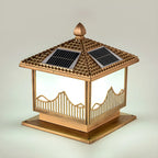 Chic Black House-Shape LED Solar Outdoor Post Lights