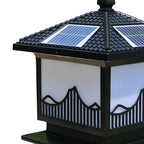Chic Black House-Shape LED Solar Outdoor Post Lights